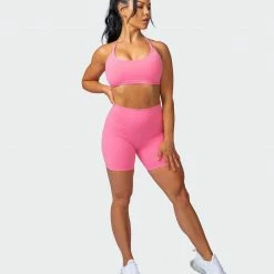 Muscle Nation Signature Scrunch Bike Shorts - Pink Lemonade Scrunch Bum