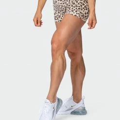 Muscle Nation Featured Signature Scrunch Booty Shorts - Cheetah Print (Silicon Patch Logo)