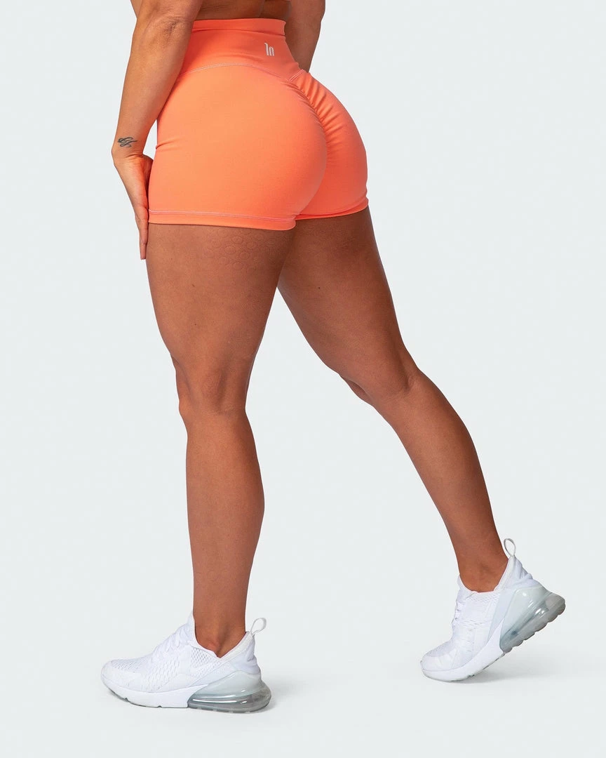 Brand new 🤩 Muscle Nation Signature Scrunch Booty Shorts - Citrus Scrunch Bum ❤️ 3 Muscle Nation Signature Scrunch Booty Shorts - Citrus Scrunch Bum