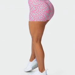 Muscle Nation Scrunch Bum Signature Scrunch Booty Shorts - Cotton Candy Cheetah Print