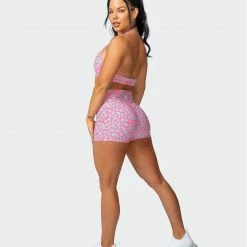 Muscle Nation Scrunch Bum Signature Scrunch Booty Shorts - Cotton Candy Cheetah Print