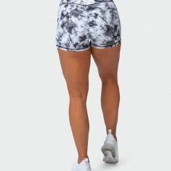 Muscle Nation Scrunch Bum Signature Scrunch Booty Shorts - Grey Black Tie Dye Print