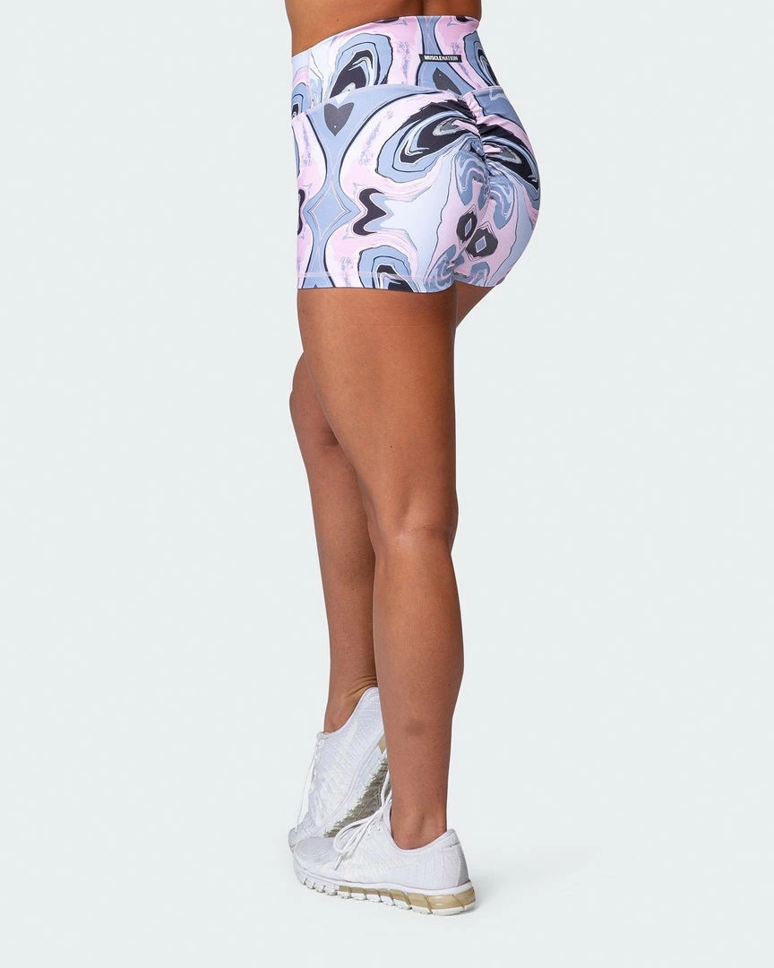 New ✔️ Muscle Nation Featured Signature Scrunch Booty Shorts - Marble Print 🥰 6 Muscle Nation Featured Signature Scrunch Booty Shorts - Marble Print