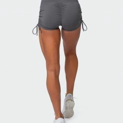 Muscle Nation Signature Scrunch Tie Up Shorts - Charcoal Featured