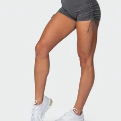 Muscle Nation Signature Scrunch Tie Up Shorts - Charcoal Featured