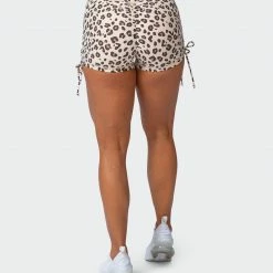 Muscle Nation Signature Scrunch Tie Up Shorts - Cheetah Print
