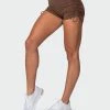 Muscle Nation Featured Signature Scrunch Tie Up Shorts - Chestnut