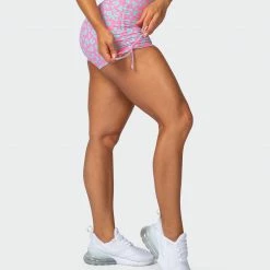 Muscle Nation Scrunch Bum Signature Scrunch Tie Up Shorts - Cotton Candy Cheetah Print