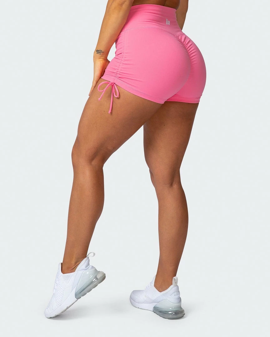 Brand new 🎁 Muscle Nation Scrunch Bum Signature Scrunch Tie Up Shorts - Pink Lemonade 🤩 4 Muscle Nation Scrunch Bum Signature Scrunch Tie Up Shorts - Pink Lemonade