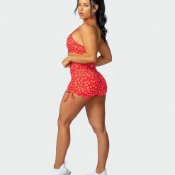 Muscle Nation Scrunch Bum Signature Scrunch Tie Up Shorts - Vibrant Cheetah Print
