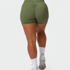 Muscle Nation Signature Scrunch Midway Shorts - Green Ivy 30% EOFY SALE