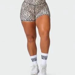 Muscle Nation Signature Scrunch Midway Shorts - Yellow Leopard 30% EOFY SALE