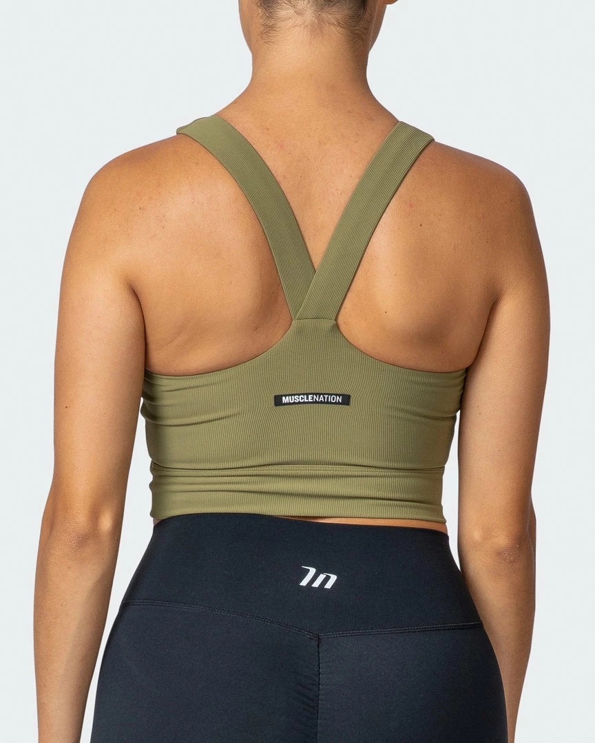 Best deal ๐ Muscle Nation Sprint Long Line Bra - Dark Olive ๐ 9 Muscle Nation Sprint Long Line Bra - Dark Olive