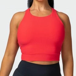 Muscle Nation Womens Sprint Long Line Bra - Hot Red