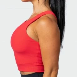 Muscle Nation Womens Sprint Long Line Bra - Hot Red