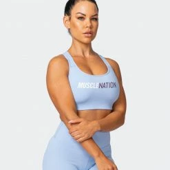 Muscle Nation Womens Strike Bra - Cashmere Blue