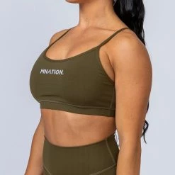 Muscle Nation Summer Scoop Bra - Khaki Womens