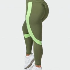 Muscle Nation Sunlight Signature Scrunch Ankle Length Leggings - Green Ivy