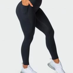 Muscle Nation Superior Squat Pocket Ankle Length Leggings - Black 30% EOFY SALE