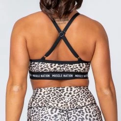 Muscle Nation Superset Bra - Yellow Leopard Womens