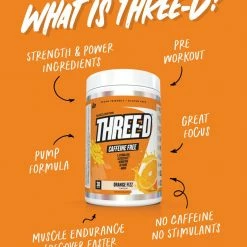Muscle Nation 30% EOFY SALE THREE D Pre Workout Pump Caffeine Free - Orange Fizz - 30 Serves