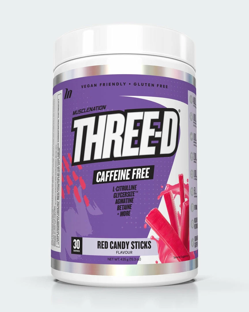 Buy 🤩 Muscle Nation THREE D Pre Workout Pump Caffeine Free - Red 🍬 Candy Sticks - 30 Serves 30% EOFY SALE 🥰 3 Muscle Nation THREE D Pre Workout Pump Caffeine Free - Red Candy Sticks - 30 Serves 30% EOFY SALE