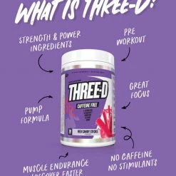 Muscle Nation THREE D Pre Workout Pump Caffeine Free - Red Candy Sticks - 30 Serves 30% EOFY SALE