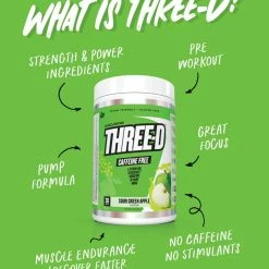 Muscle Nation 30% EOFY SALE THREE D Pre Workout Pump Caffeine Free - Sour Green Apple - 30 Serves