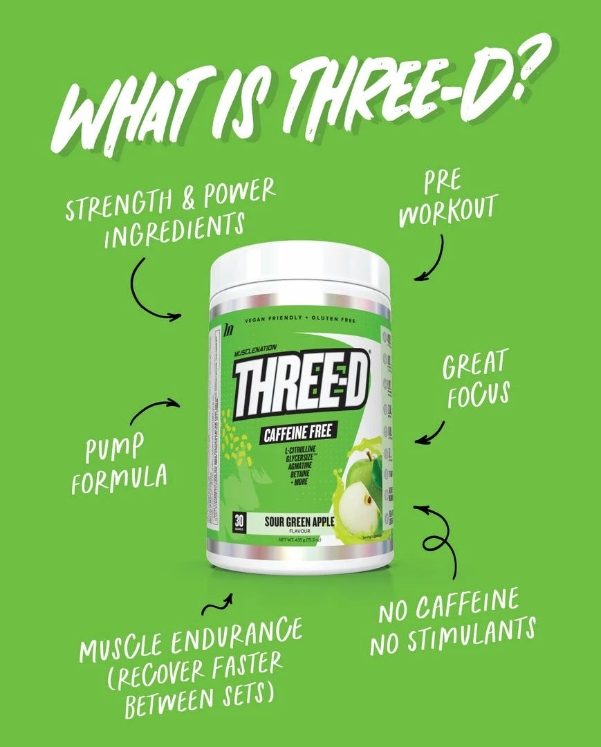 Best Pirce 😍 Muscle Nation 30% EOFY SALE THREE D Pre Workout Pump Caffeine Free - Sour Green Apple - 30 Serves 😀 4 Muscle Nation 30% EOFY SALE THREE D Pre Workout Pump Caffeine Free - Sour Green Apple - 30 Serves