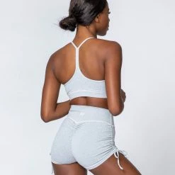 Muscle Nation Signature Scrunch Tie Up Shorts - Ash Grey