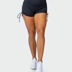 Muscle Nation Signature Scrunch Tie Up Shorts - Black