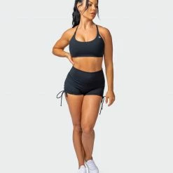 Muscle Nation Signature Scrunch Tie Up Shorts - Black