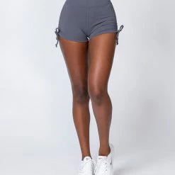 Muscle Nation Signature Scrunch Tie Up Shorts - Slate Scrunch Bum