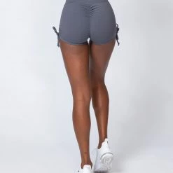 Muscle Nation Signature Scrunch Tie Up Shorts - Slate Scrunch Bum