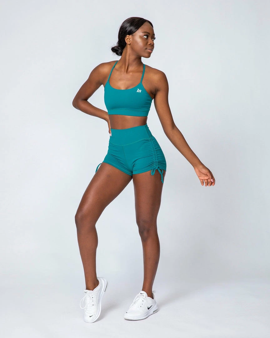 Deals ⭐ Muscle Nation Signature Scrunch Tie Up Shorts - Teal Scrunch Bum ❤️ 7 Muscle Nation Signature Scrunch Tie Up Shorts - Teal Scrunch Bum