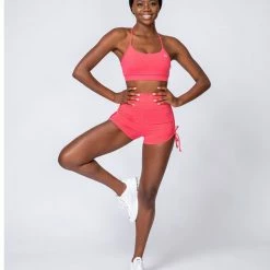 Muscle Nation Signature Scrunch Tie Up Shorts - Watermelon Scrunch Bum