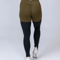 Muscle Nation Two Tone Scrunch Leggings - Khaki / Black
