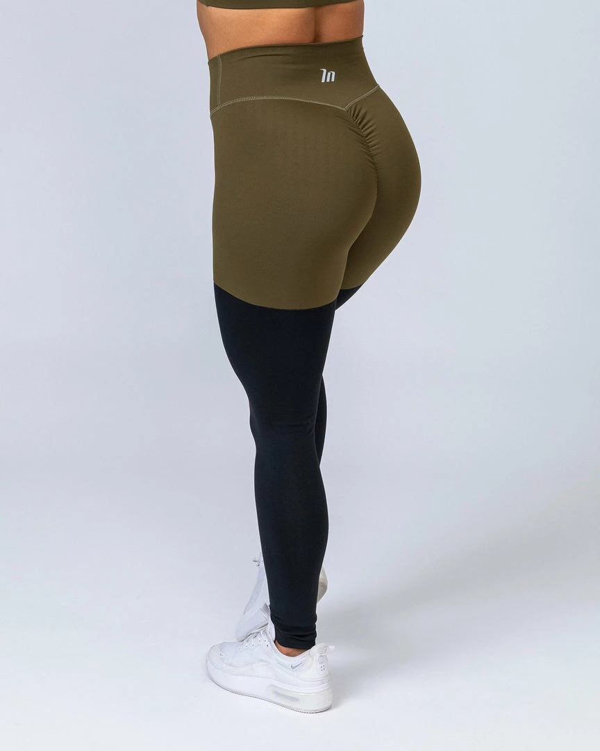 Best deal โจ Muscle Nation Two Tone Scrunch Leggings - Khaki / Black ๐ 7 Muscle Nation Two Tone Scrunch Leggings - Khaki / Black