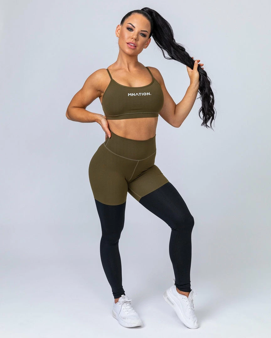 Best deal โจ Muscle Nation Two Tone Scrunch Leggings - Khaki / Black ๐ 8 Muscle Nation Two Tone Scrunch Leggings - Khaki / Black