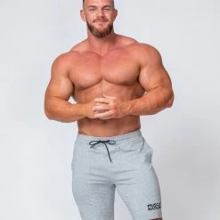 Muscle Nation Ultimate Tapered Fit Shorts - Light Grey Mens