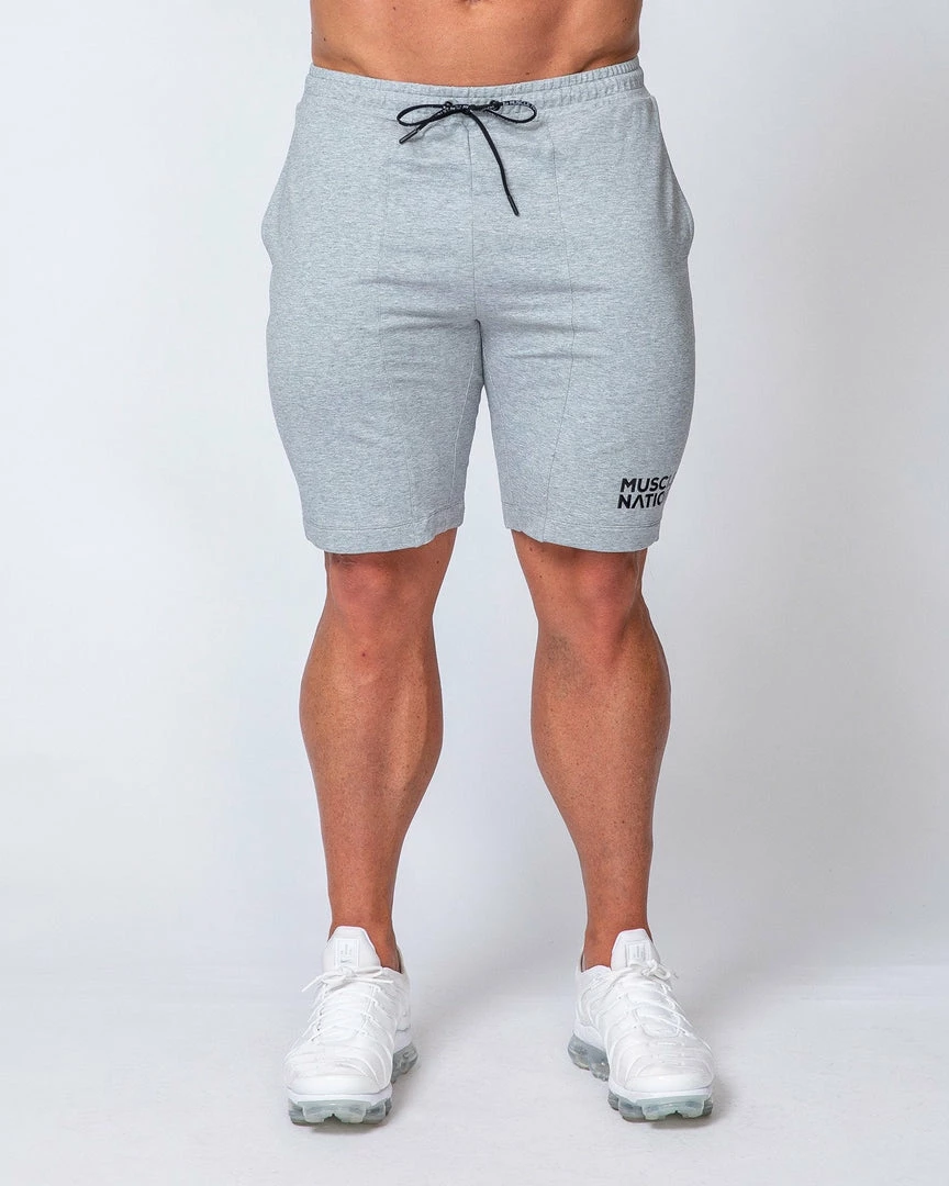 Cheapest ๐ Muscle Nation Ultimate Tapered Fit Shorts - Light Grey Mens โ 4 Muscle Nation Ultimate Tapered Fit Shorts - Light Grey Mens