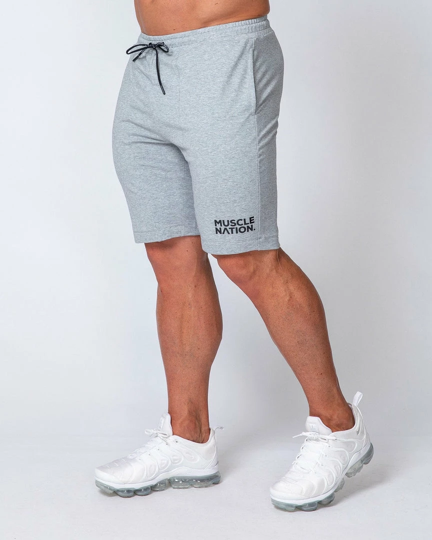 Cheapest ๐ Muscle Nation Ultimate Tapered Fit Shorts - Light Grey Mens โ 5 Muscle Nation Ultimate Tapered Fit Shorts - Light Grey Mens