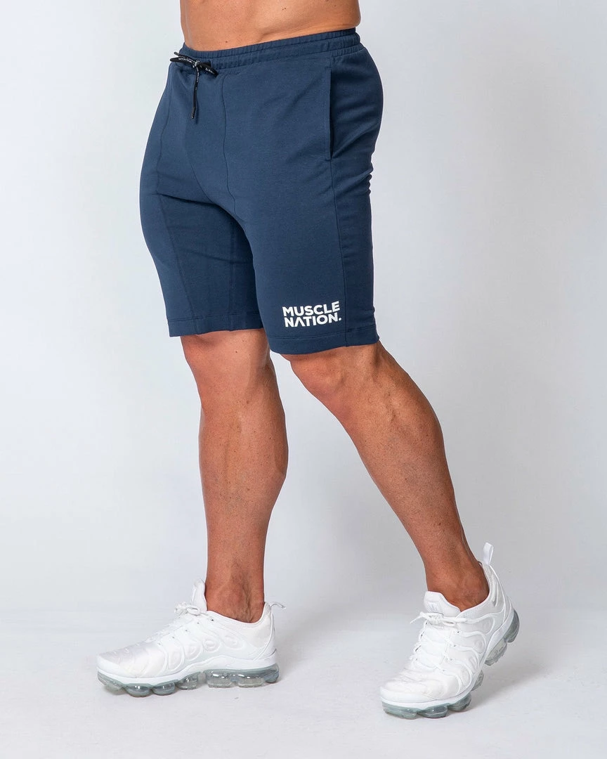 Flash Sale ⌛ Muscle Nation Mens Ultimate Tapered Fit Shorts - Navy 😀 5 Muscle Nation Mens Ultimate Tapered Fit Shorts - Navy