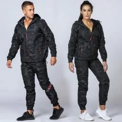 Muscle Nation Unisex Tracksuit Jacket - Black Camo Womens
