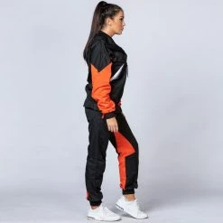 Muscle Nation Unisex Retro Jacket - Black / Blood Orange Womens