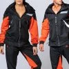 Muscle Nation Unisex Retro Jacket - Black / Blood Orange Womens