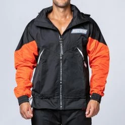 Muscle Nation Unisex Retro Jacket - Black / Blood Orange Womens