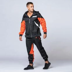 Muscle Nation Unisex Retro Jacket - Black / Blood Orange Womens