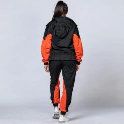 Muscle Nation Unisex Retro Jacket - Black / Blood Orange Womens