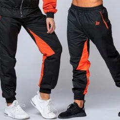 Muscle Nation Unisex Retro Tracksuit Pants - Black / Blood Orange Womens